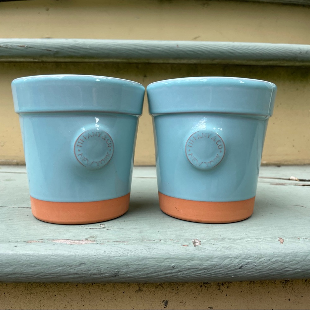 Tiffany & Co. Teal and Terracotta Ceramic Planters